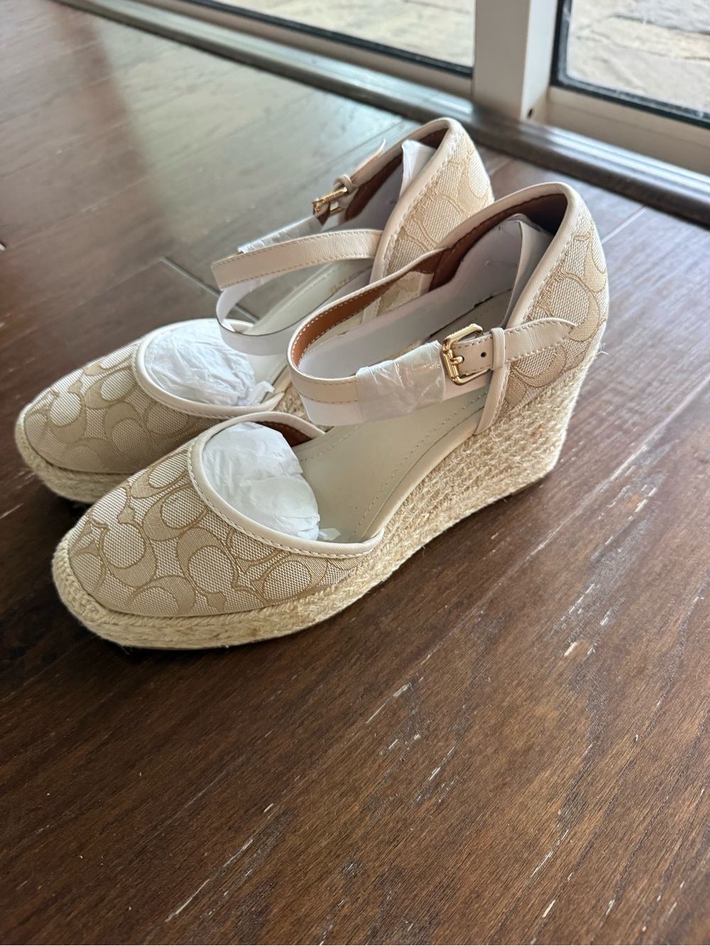 NWOT Coach Raine Espadrille In Signature Jacquard LIGHT KHAKI Size 10 - Picture 5 of 8